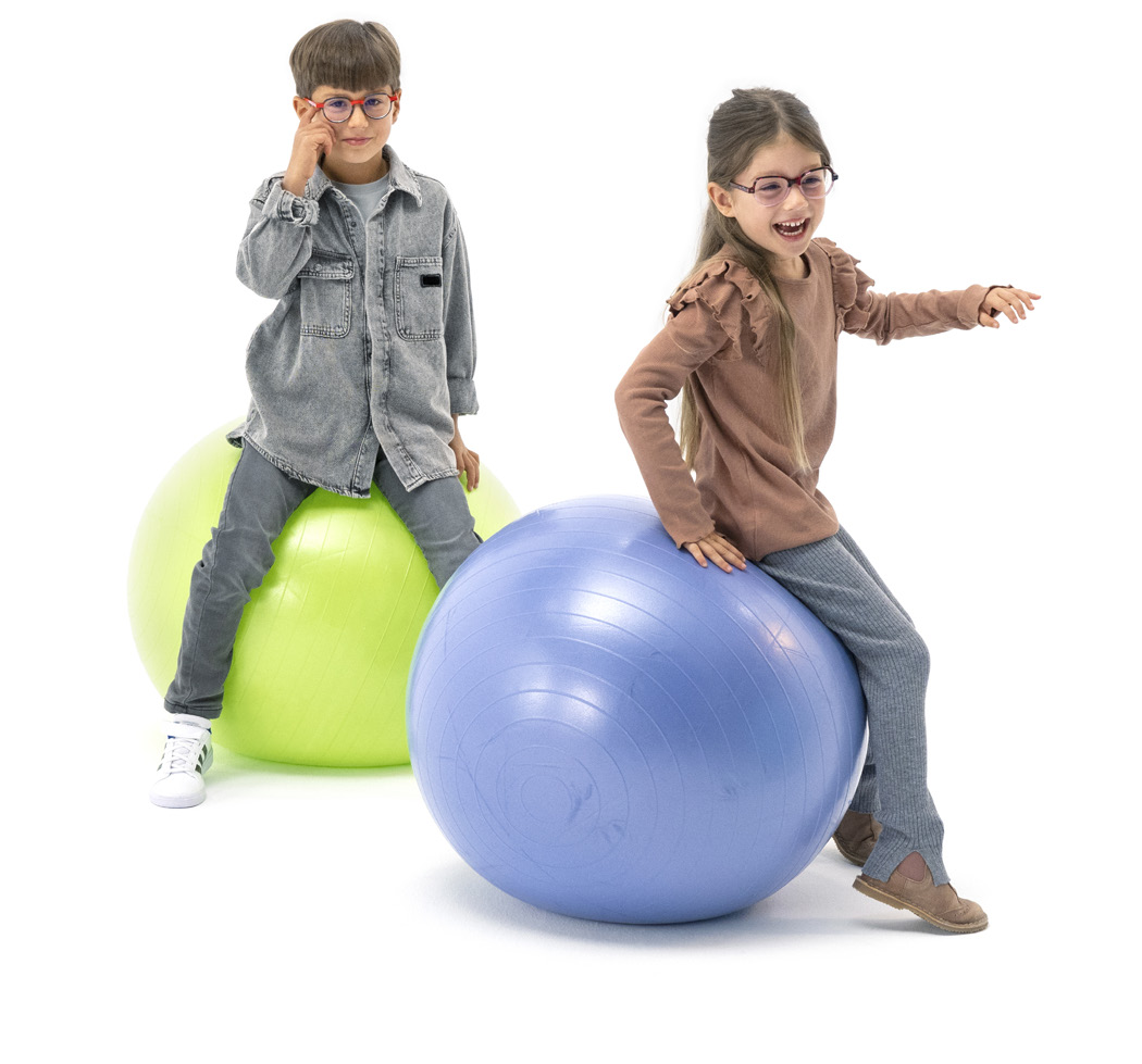 Children playing while wearing glasses